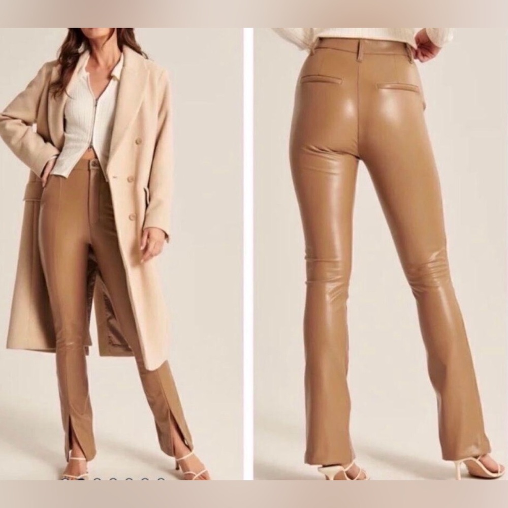 Abercrombie & Fitch Camel Split-Hem Bootcut Trousers